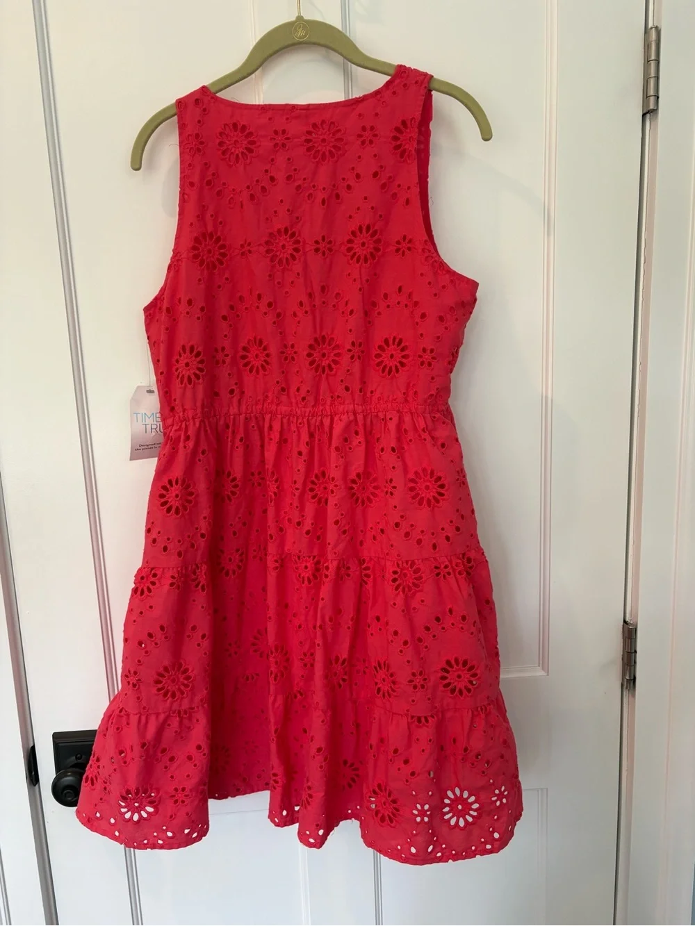 Time and Tru Red Eyelet Tiered Sundress